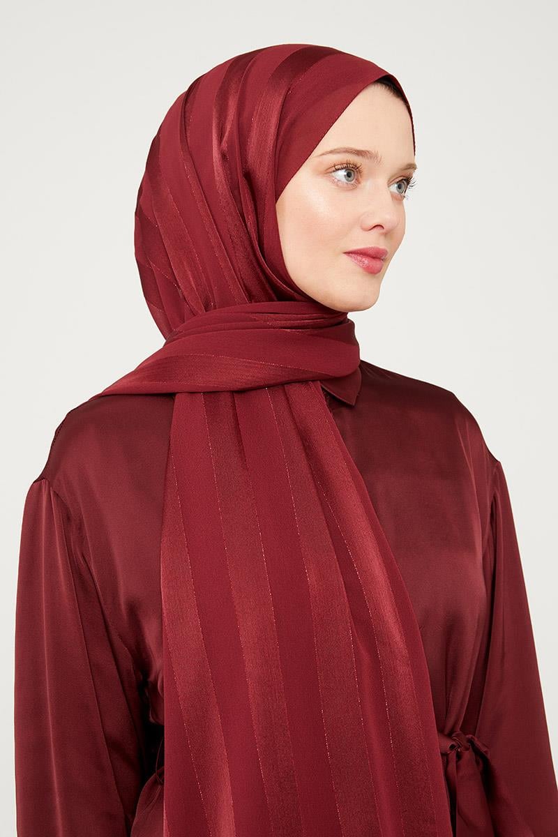 Fivescarf Bordo Sim Şeritli Tokyo Şal
