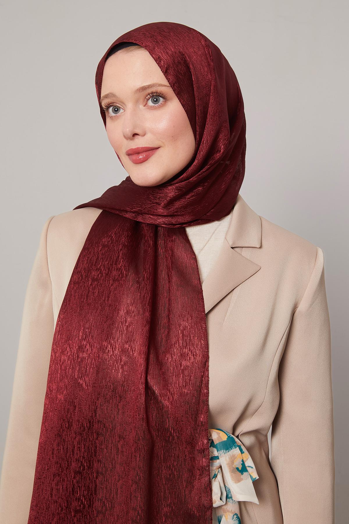 Fivescarf Bordo Simli Diamond Şal