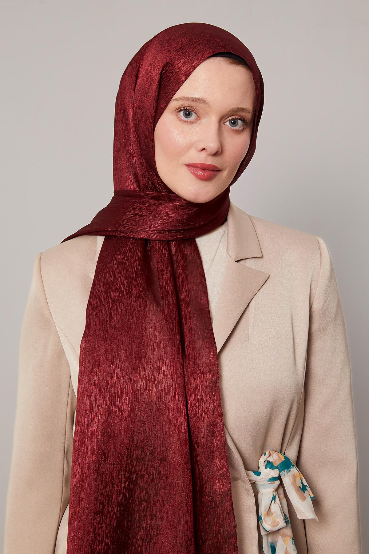 Fivescarf Bordo Simli Diamond Şal