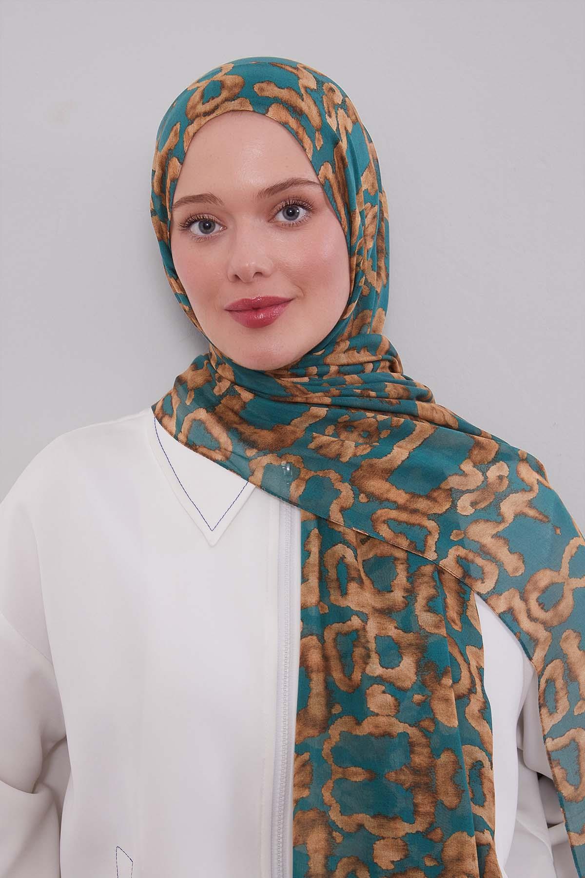 Fivescarf Çağla Yeşili Leopar Desen Vivian Şal