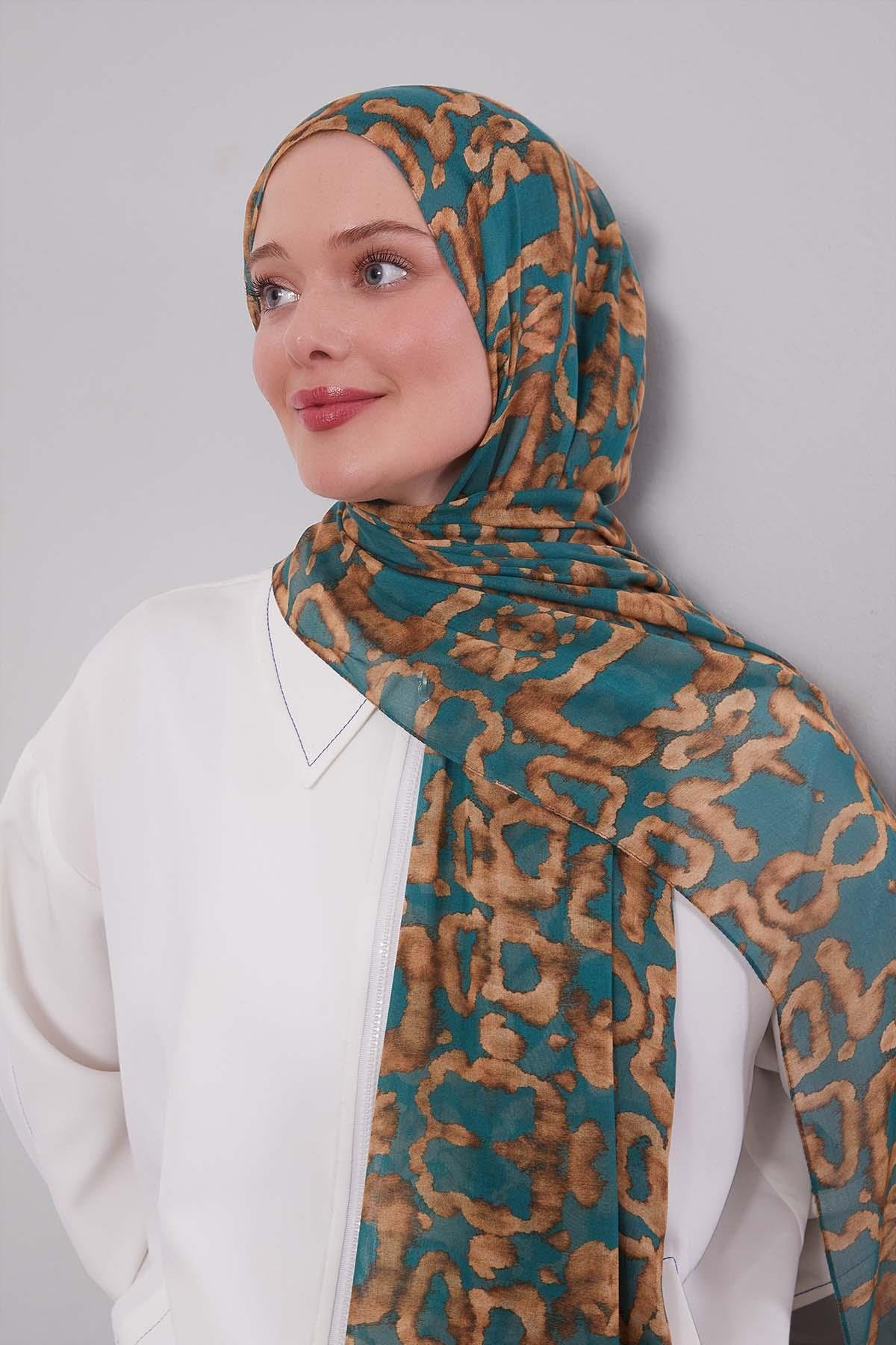 Fivescarf Çağla Yeşili Leopar Desen Vivian Şal