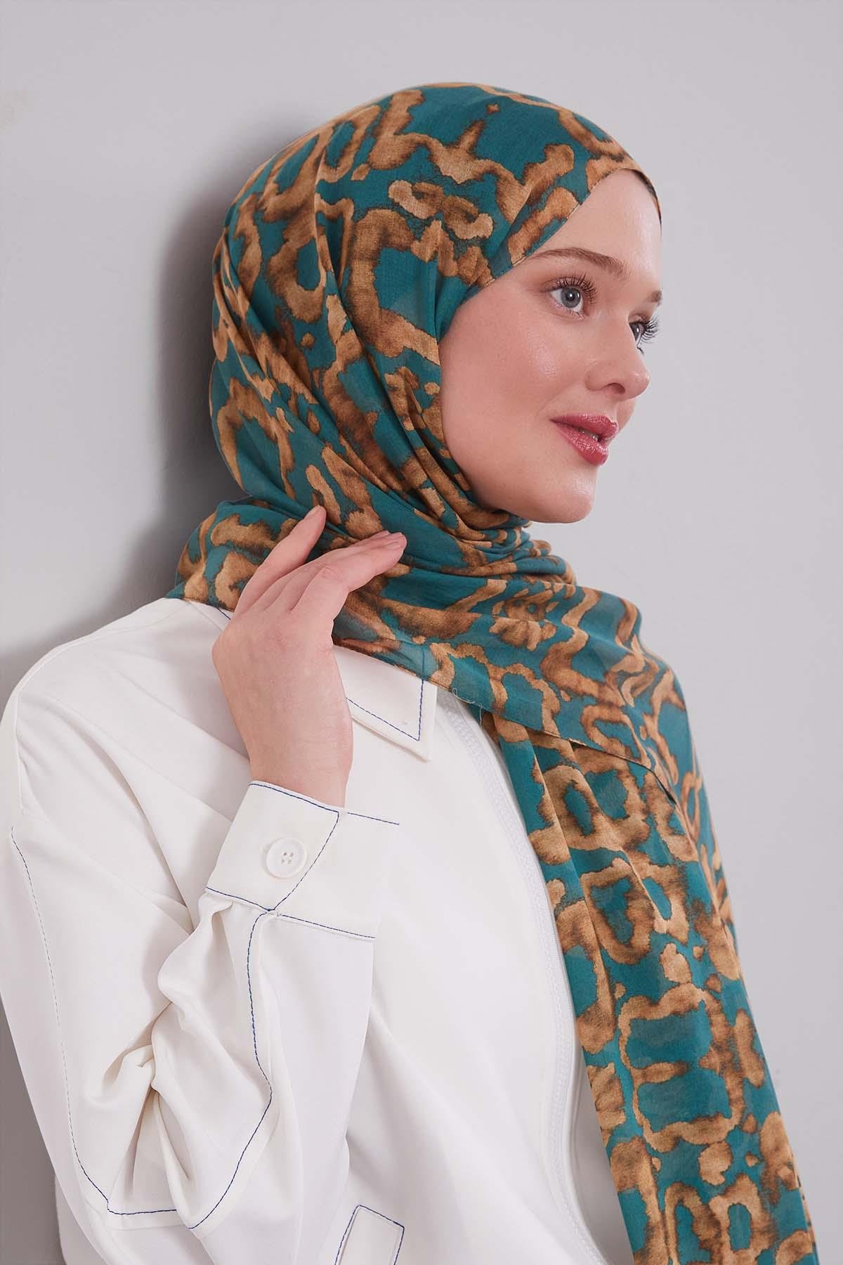 Fivescarf Çağla Yeşili Leopar Desen Vivian Şal