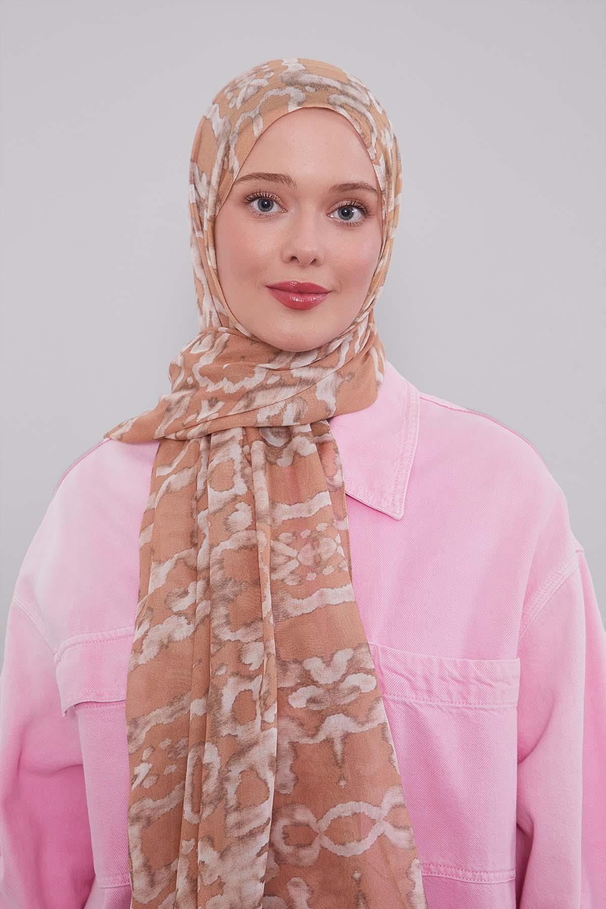 Fivescarf Camel Leopar Desen Vivian Şal