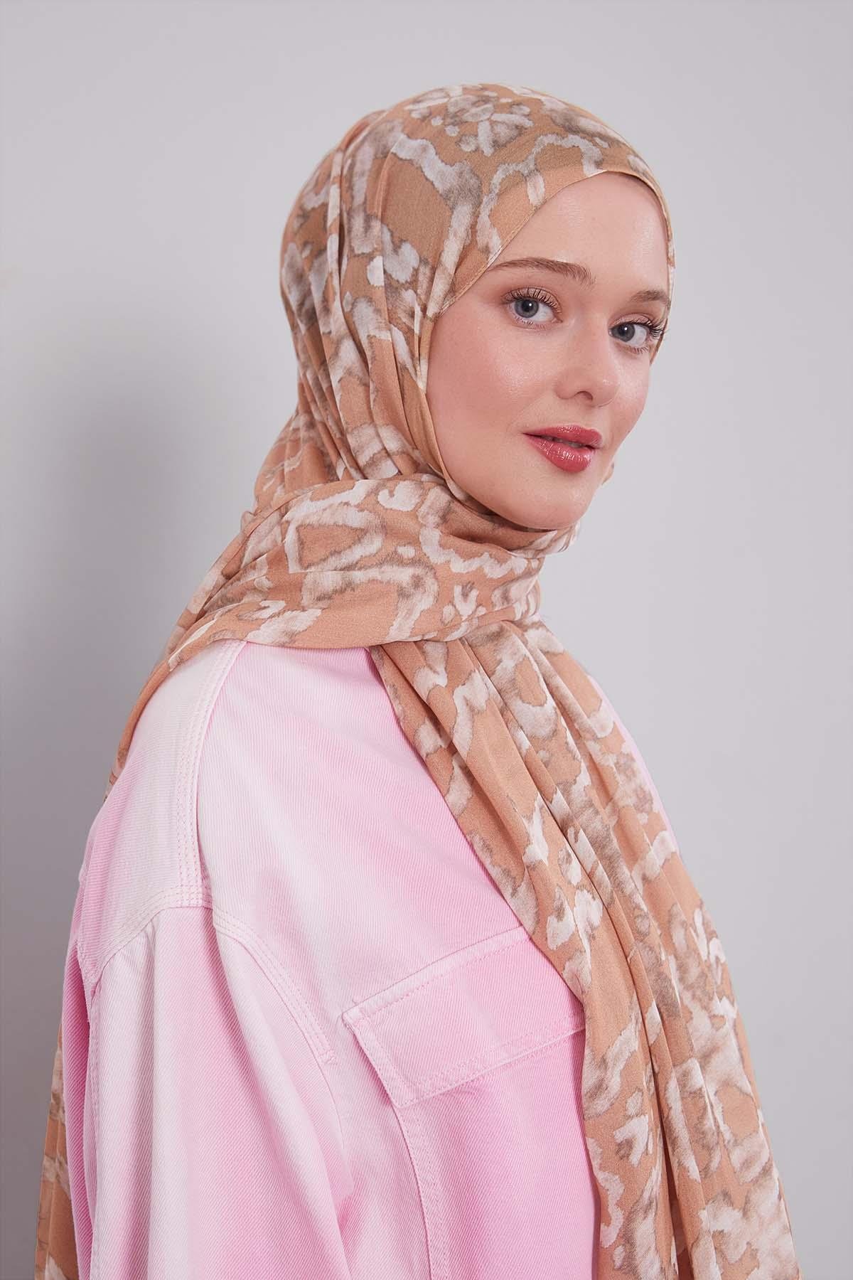 Fivescarf Camel Leopar Desen Vivian Şal