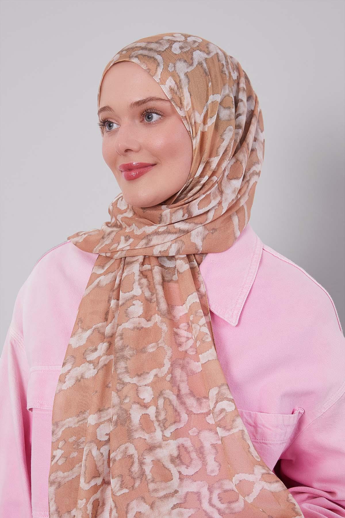 Fivescarf Camel Leopar Desen Vivian Şal
