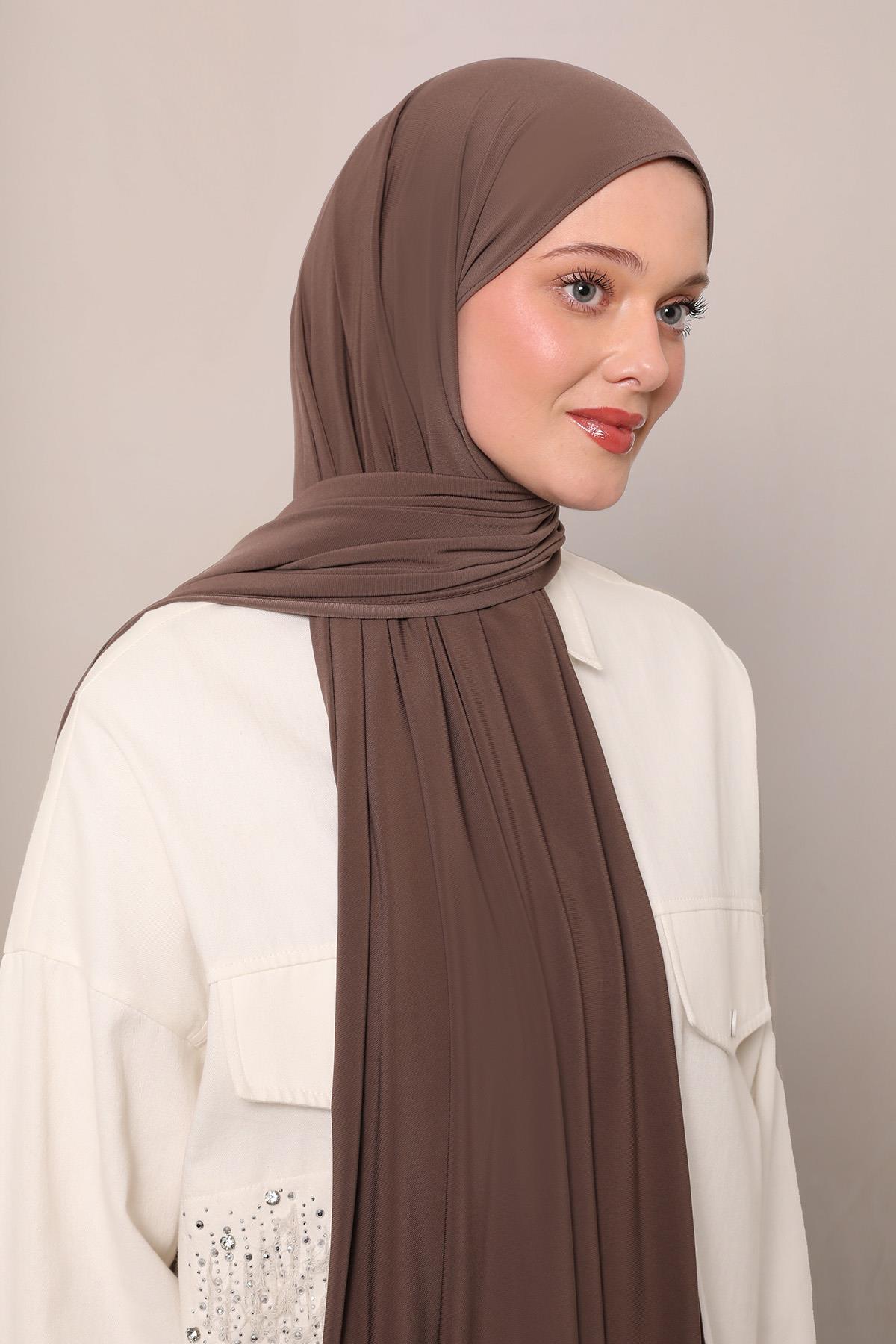 Fivescarf Çikolata Kahve Düz Premium Jersey Şal