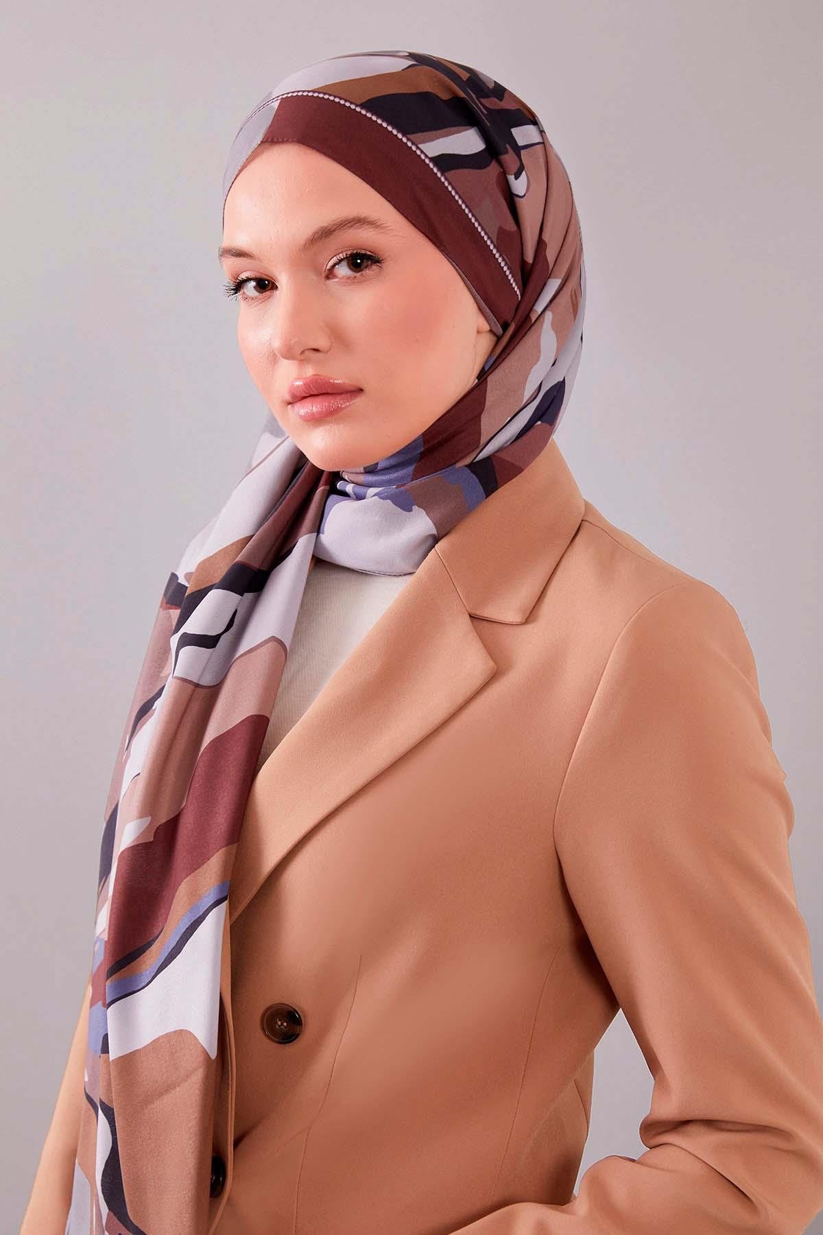 Fivescarf Çikolata Kahve Fırça Desen Moos Chrep Şal