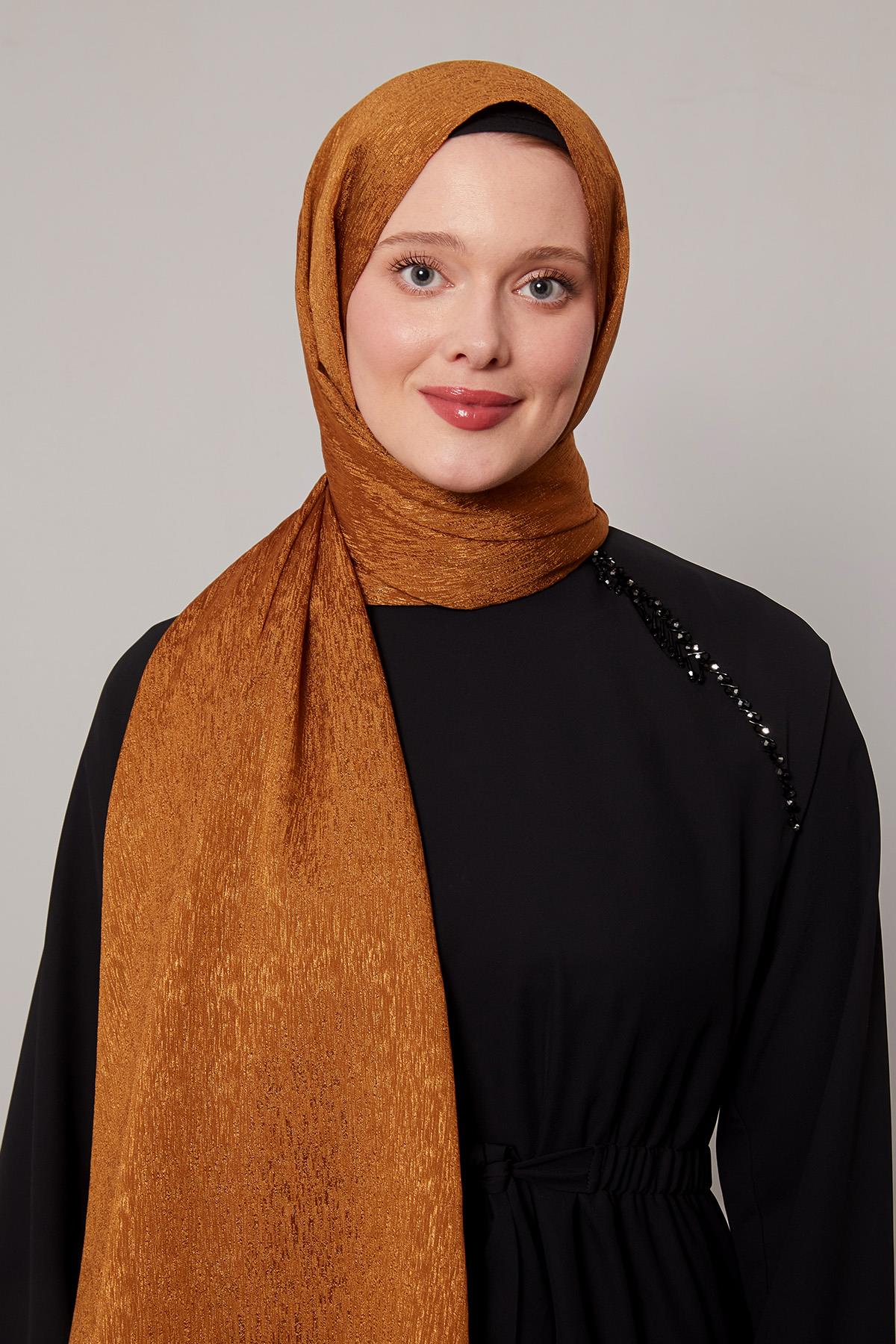 Fivescarf Çikolata Kahve Simli Diamond Şal