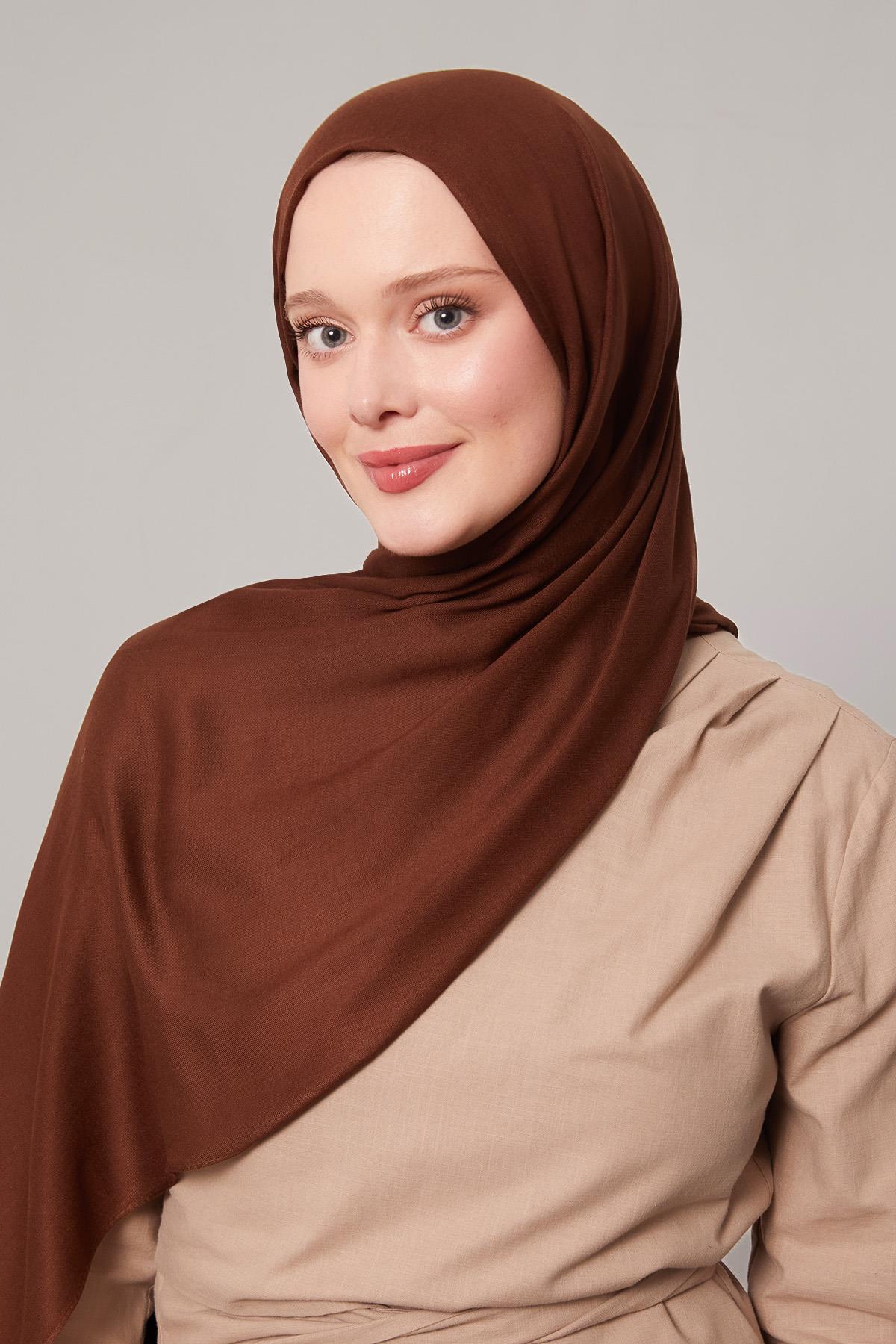 Fivescarf Çikolata Kahve Viskon Modal Düz Şal