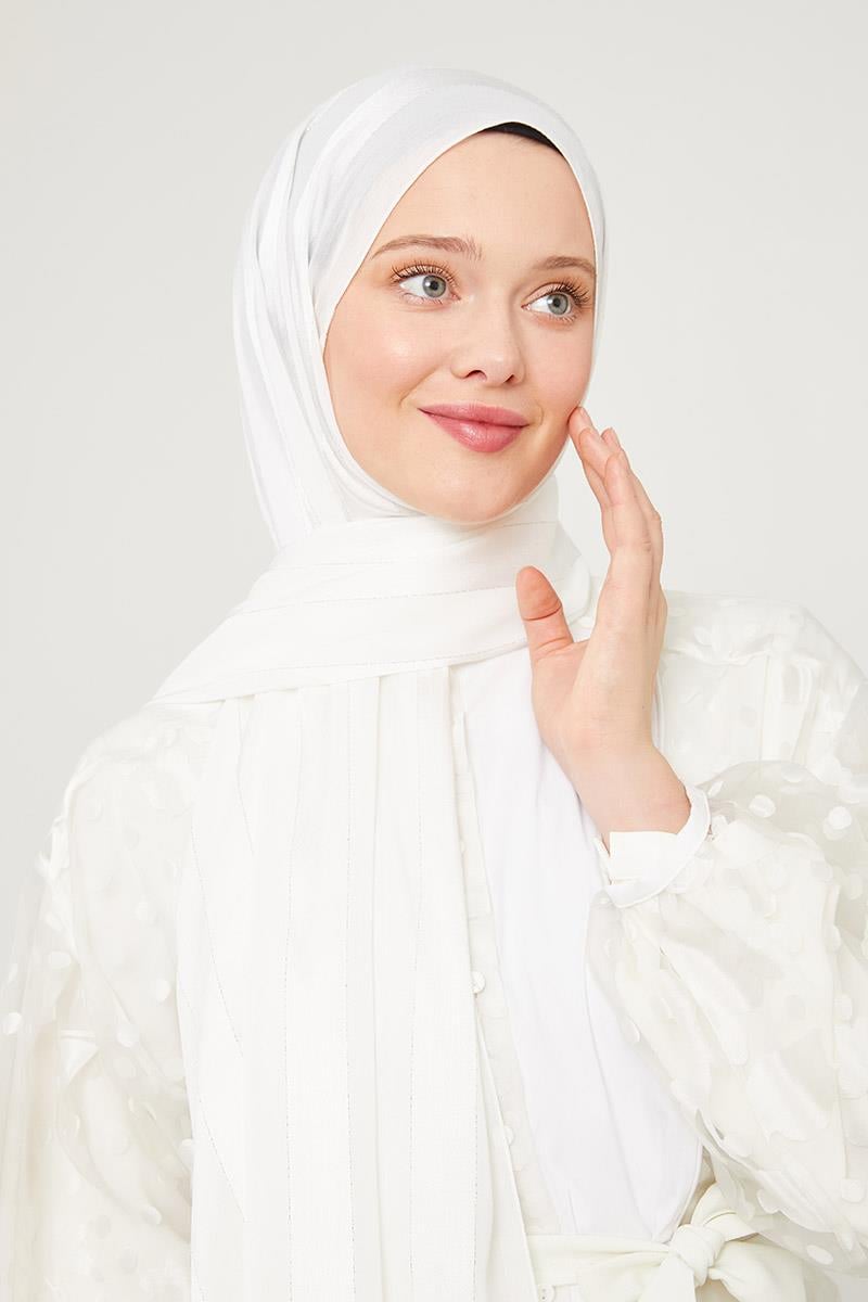 Fivescarf Ekru Sim Şeritli Tokyo Şal