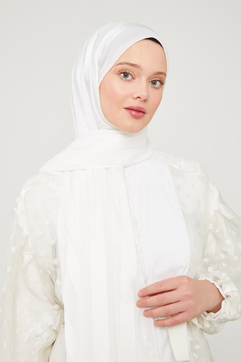 Fivescarf Ekru Sim Şeritli Tokyo Şal