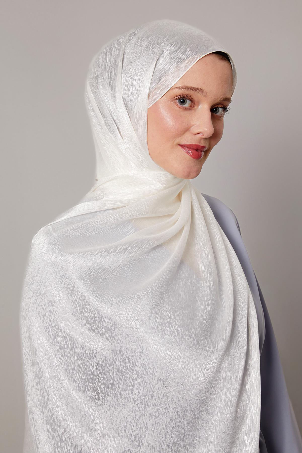 Fivescarf Ekru Simli Diamond Şal