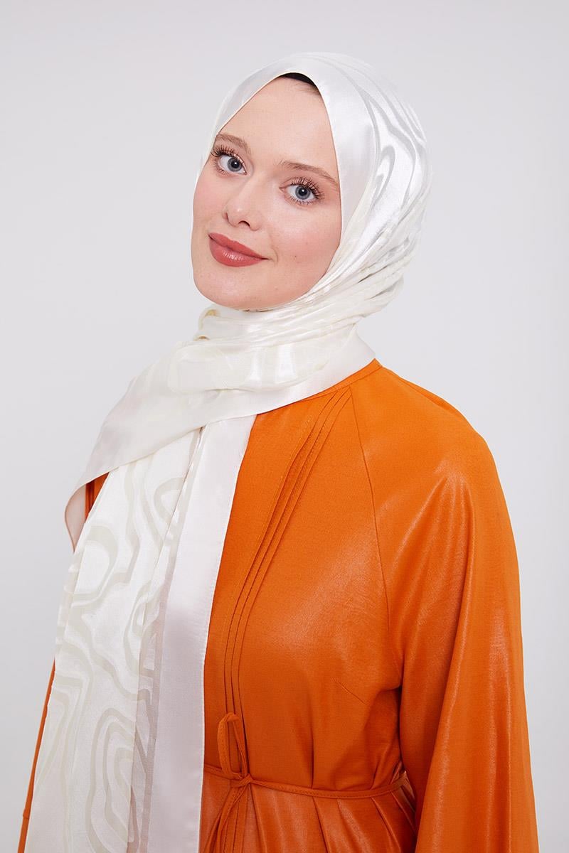 Fivescarf Ekru Soyut Desen Deluxe Devore Şal