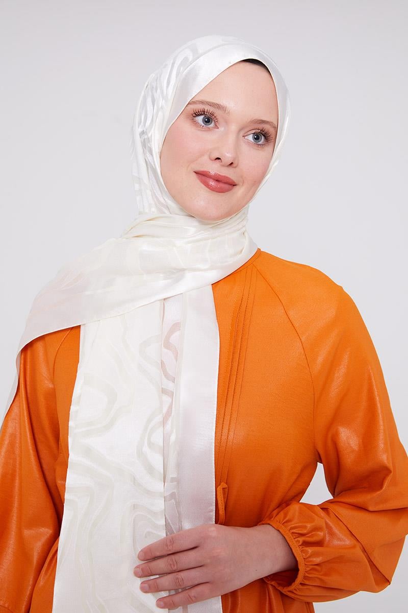 Fivescarf Ekru Soyut Desen Deluxe Devore Şal