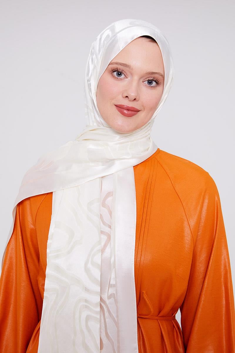 Fivescarf Ekru Soyut Desen Deluxe Devore Şal