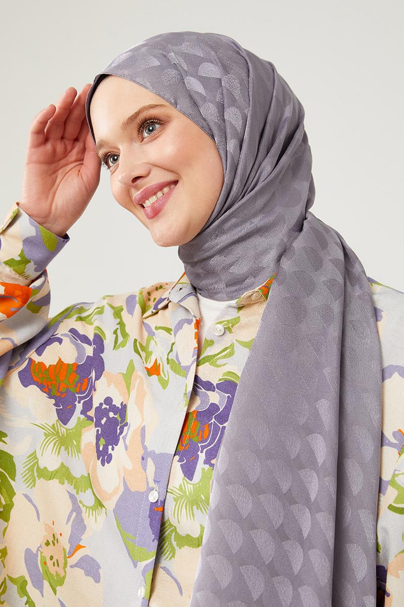Fivescarf Füme Ay Desen Jakarlı Elegance Şal