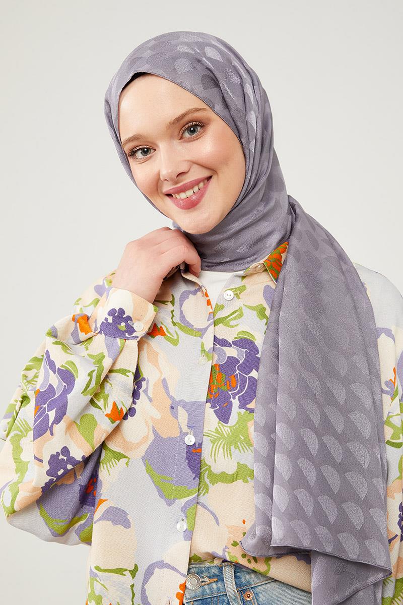 Fivescarf Füme Ay Desen Jakarlı Elegance Şal