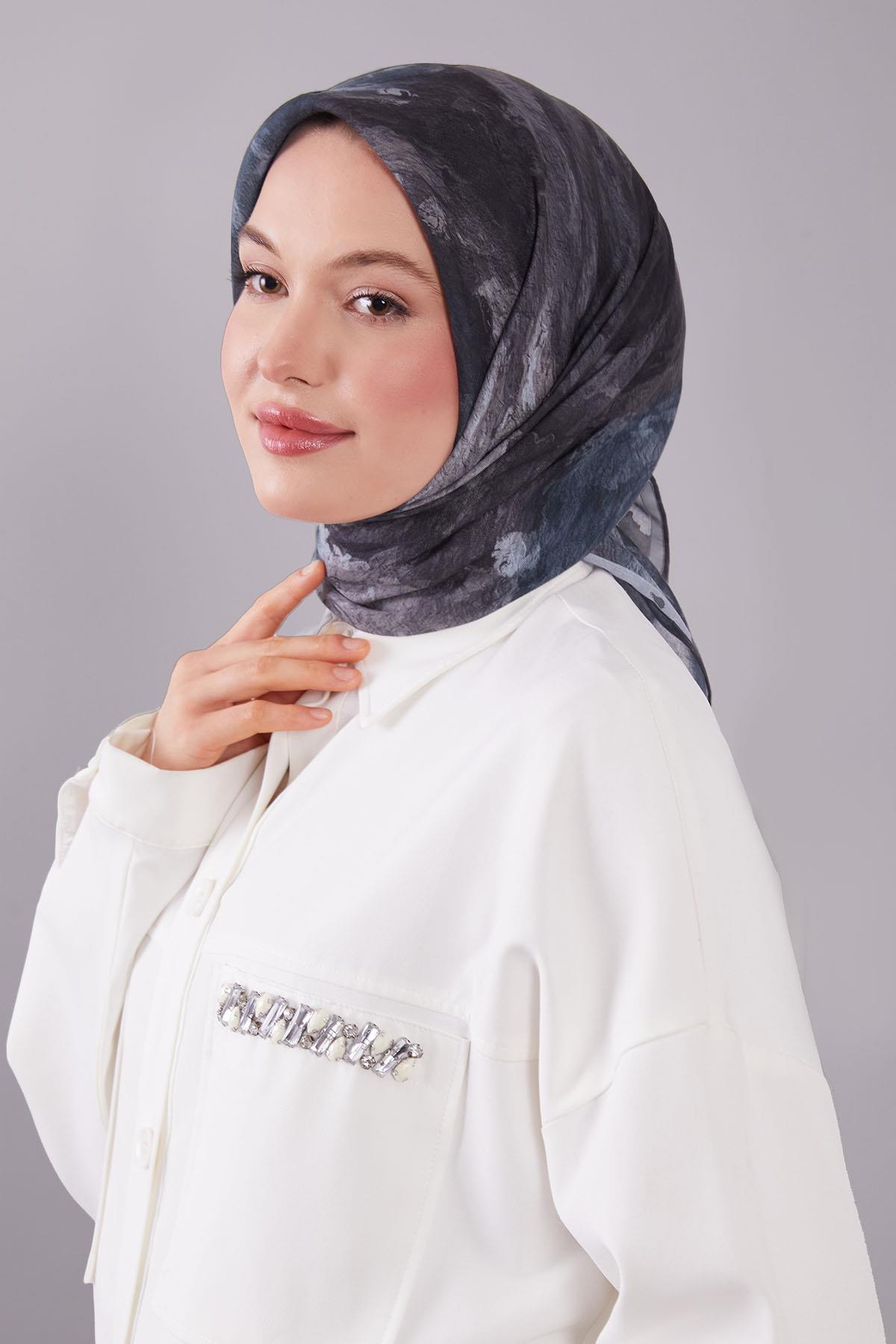 Fivescarf Füme Dalga Desen Silk Coton Eşarp