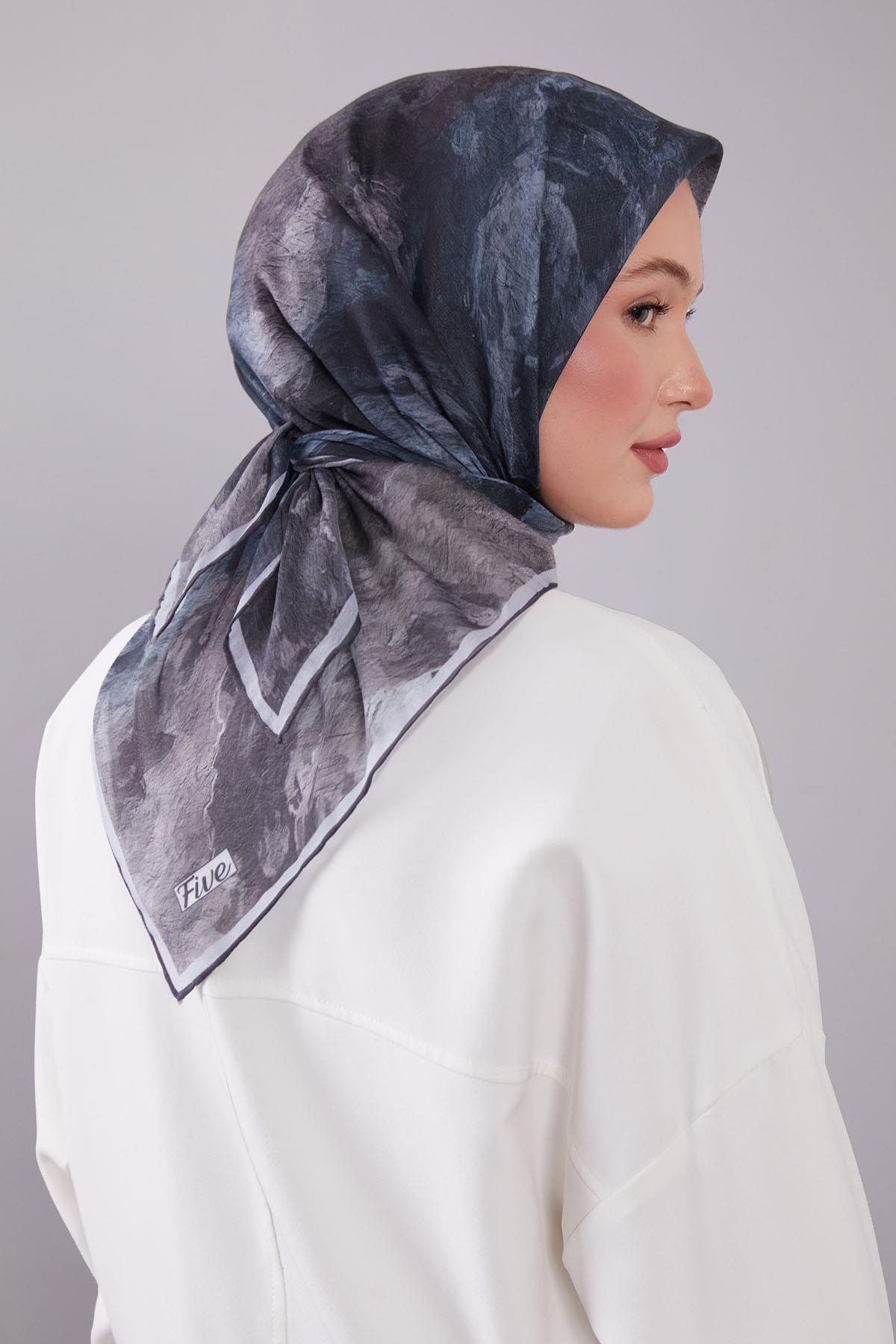 Fivescarf Füme Dalga Desen Silk Coton Eşarp