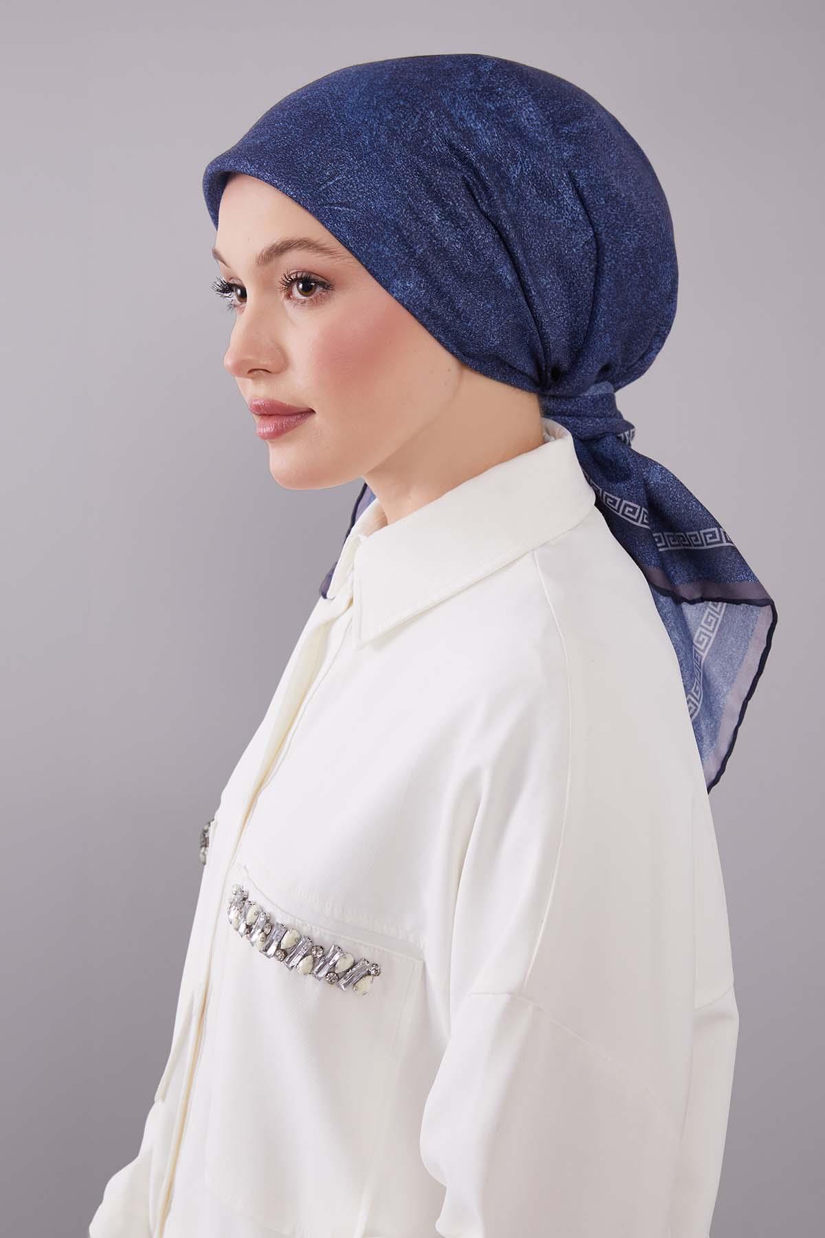 Fivescarf Füme Kenar Motifli Silk Cotton Eşarp