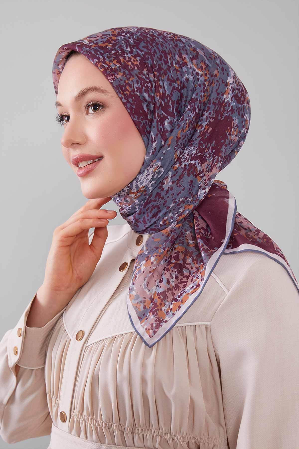 Fivescarf Füme Mozaik Desen Silk Coton Eşarp