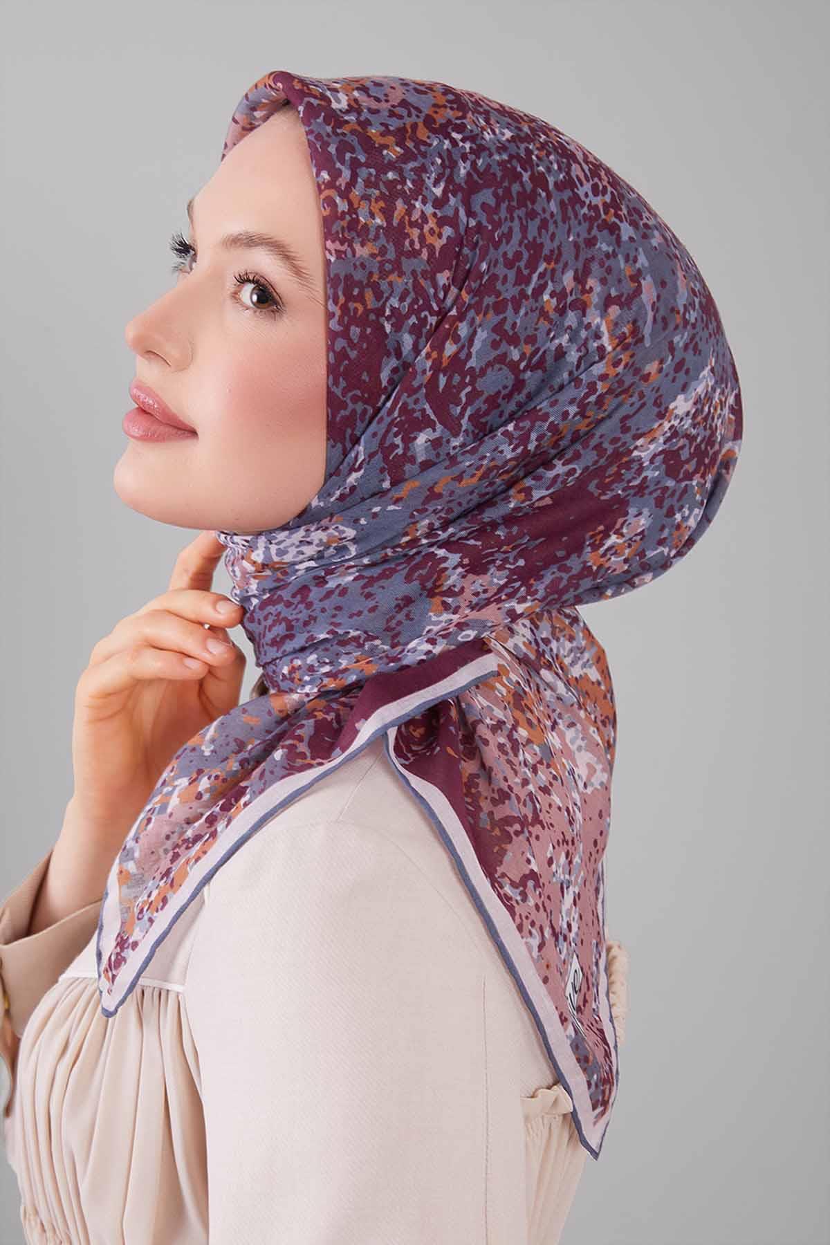 Fivescarf Füme Mozaik Desen Silk Coton Eşarp