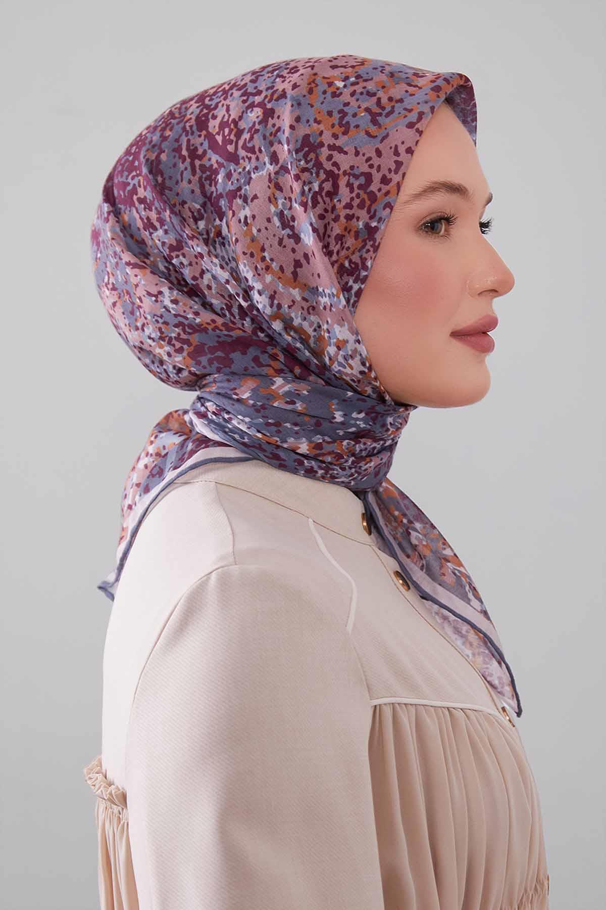 Fivescarf Füme Mozaik Desen Silk Coton Eşarp