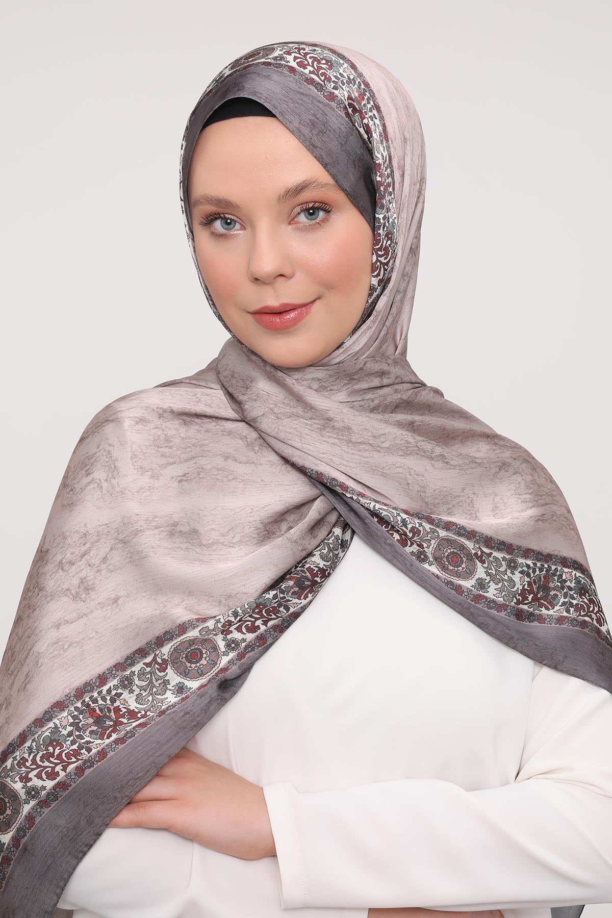 Fivescarf Füme Şeritli Etnik Desen Brand Şal
