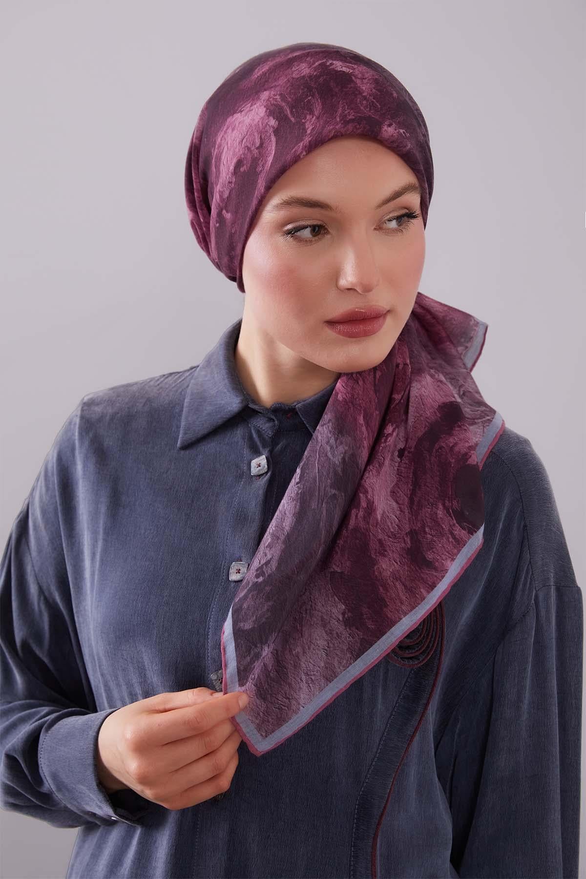 Fivescarf Fuşya Dalga Desen Silk Coton Eşarp