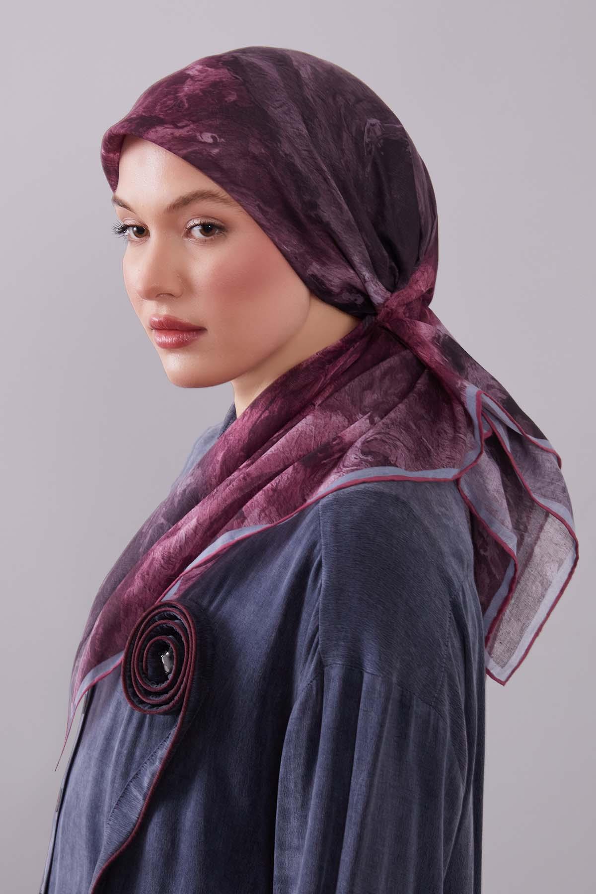 Fivescarf Fuşya Dalga Desen Silk Coton Eşarp