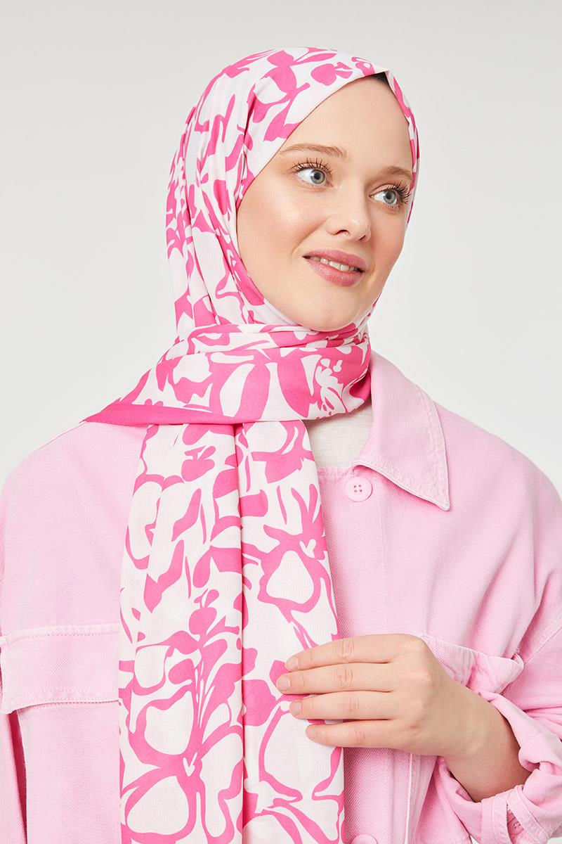 Fivescarf Fuşya Yonca Desen Mono Şal