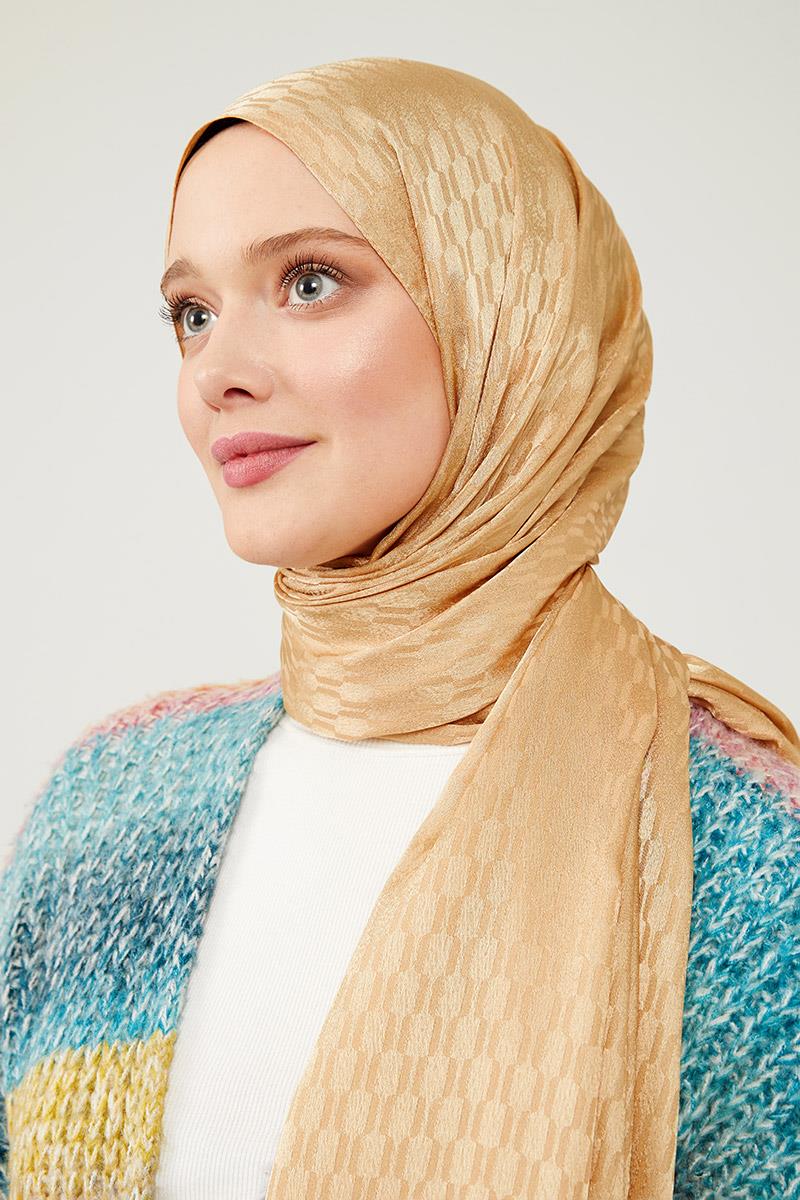 Fivescarf Gold Burgu Desen Jakarlı Elegance Şal