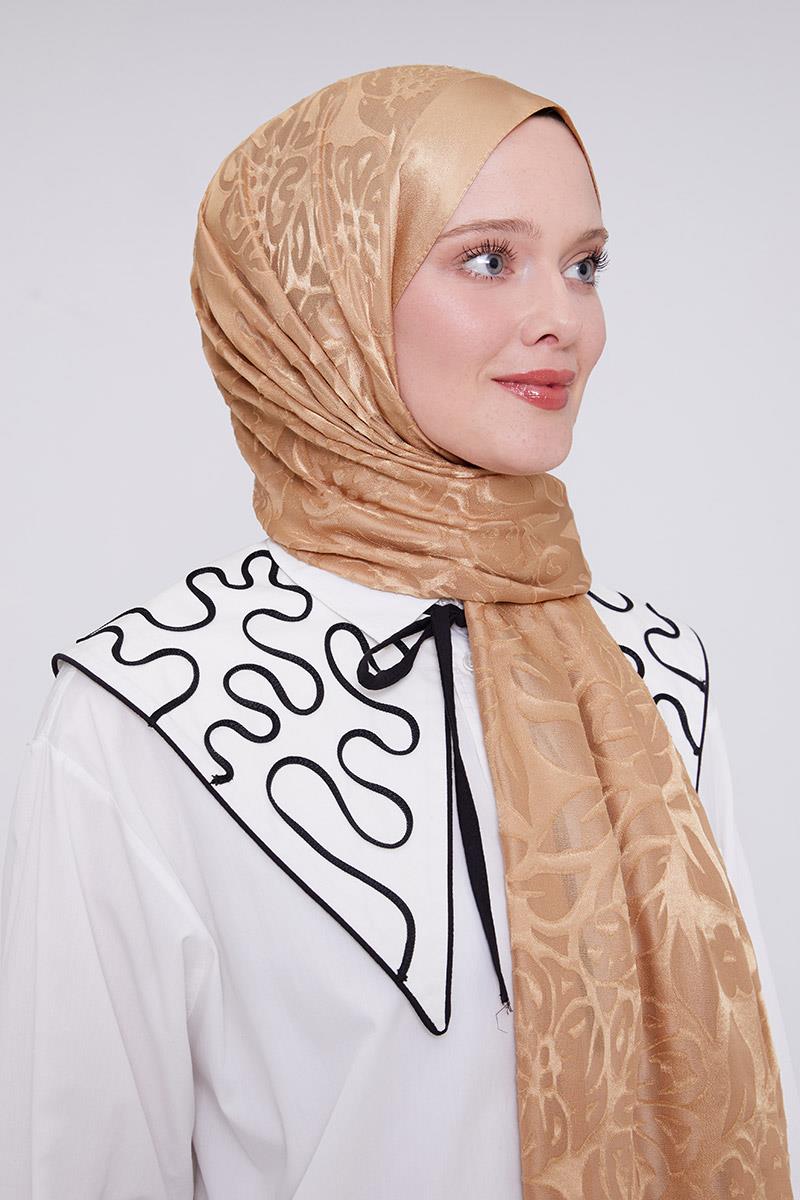 Fivescarf Gold Çiçek Desen Deluxe Devore Şal