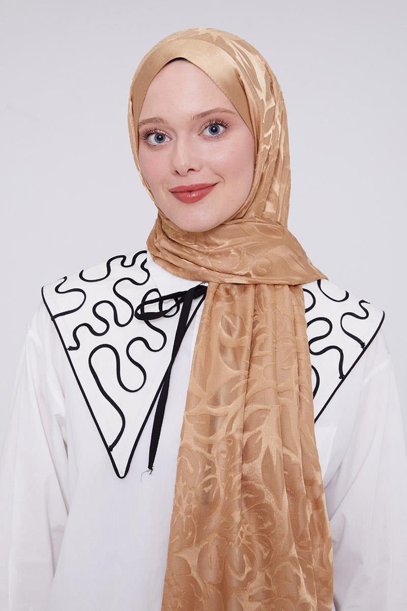 Fivescarf Gold Çiçek Desen Deluxe Devore Şal