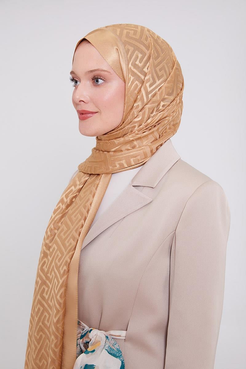 Fivescarf Gold Labirent Desen Deluxe Devore Şal
