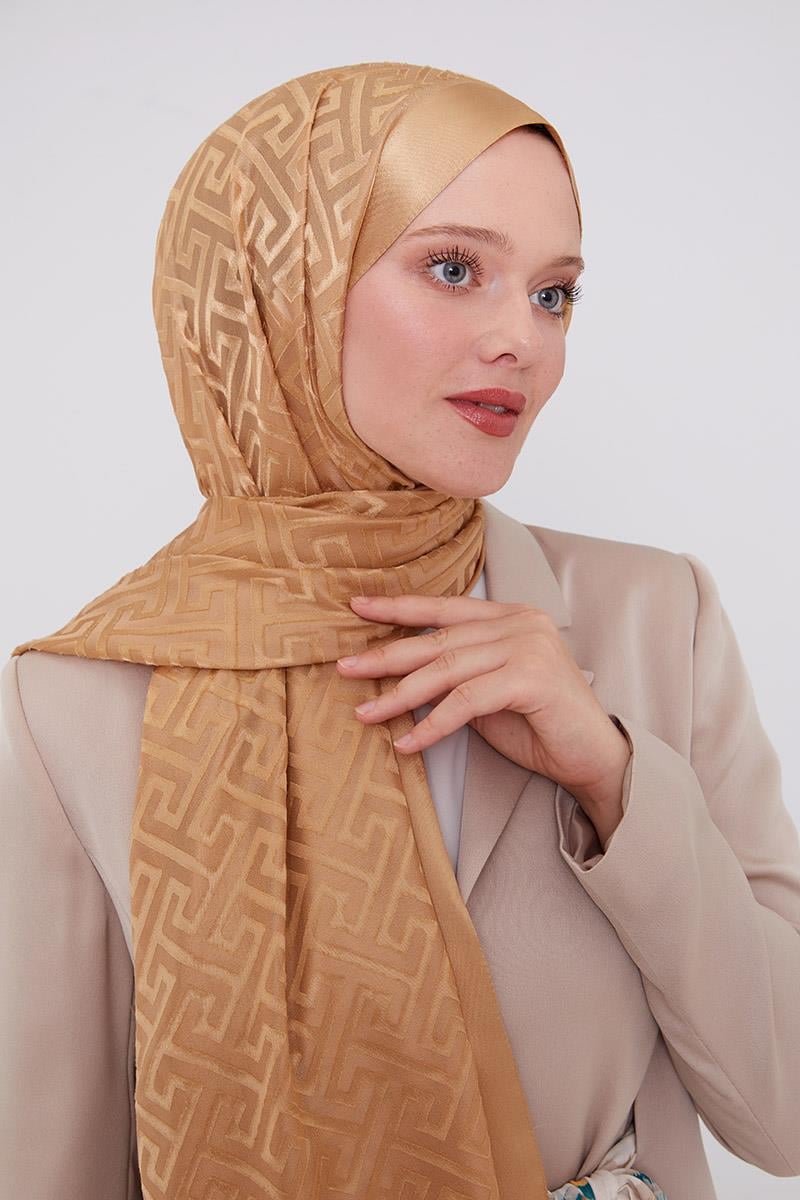 Fivescarf Gold Labirent Desen Deluxe Devore Şal