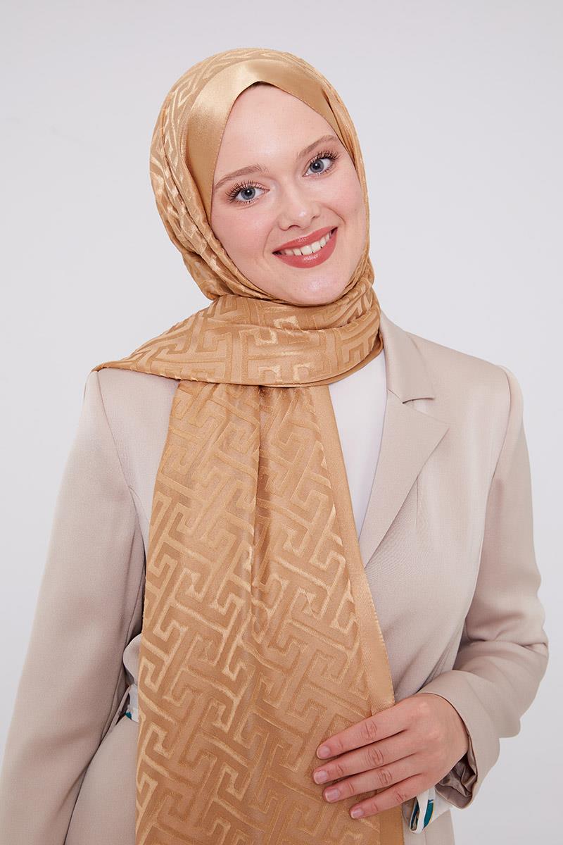 Fivescarf Gold Labirent Desen Deluxe Devore Şal