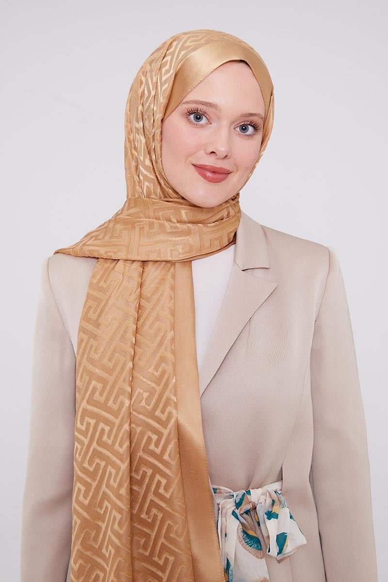 Fivescarf Gold Labirent Desen Deluxe Devore Şal