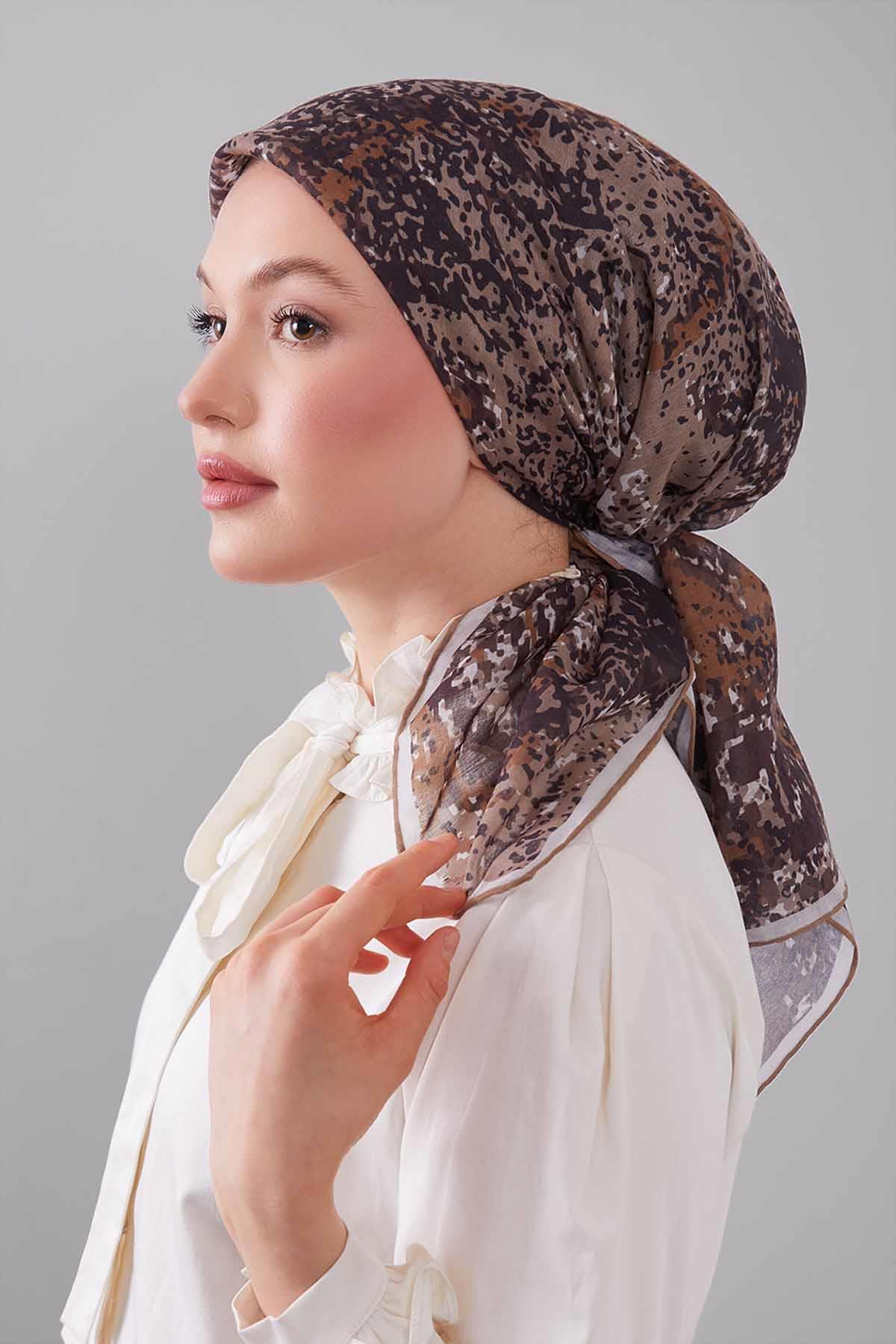 Fivescarf Gold Mozaik Desen Silk Coton Eşarp