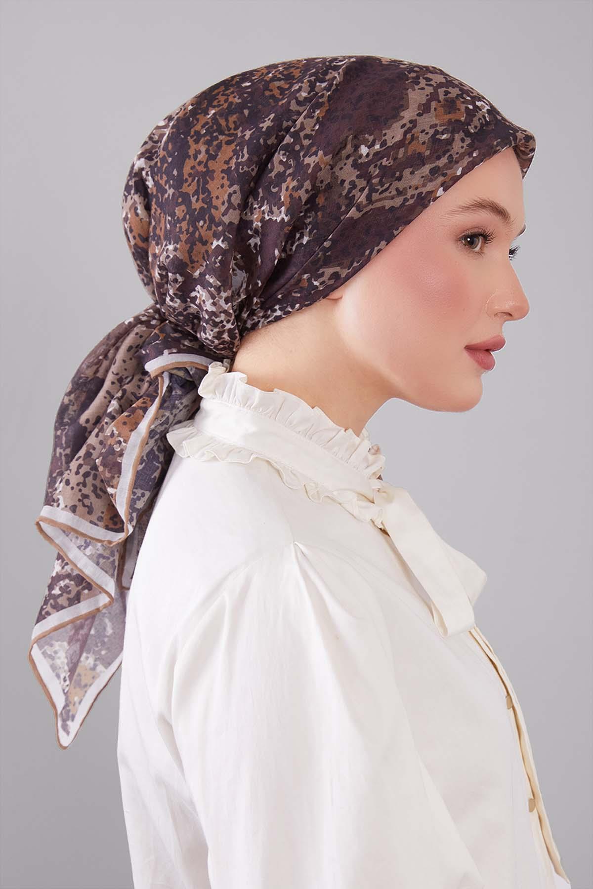 Fivescarf Gold Mozaik Desen Silk Coton Eşarp