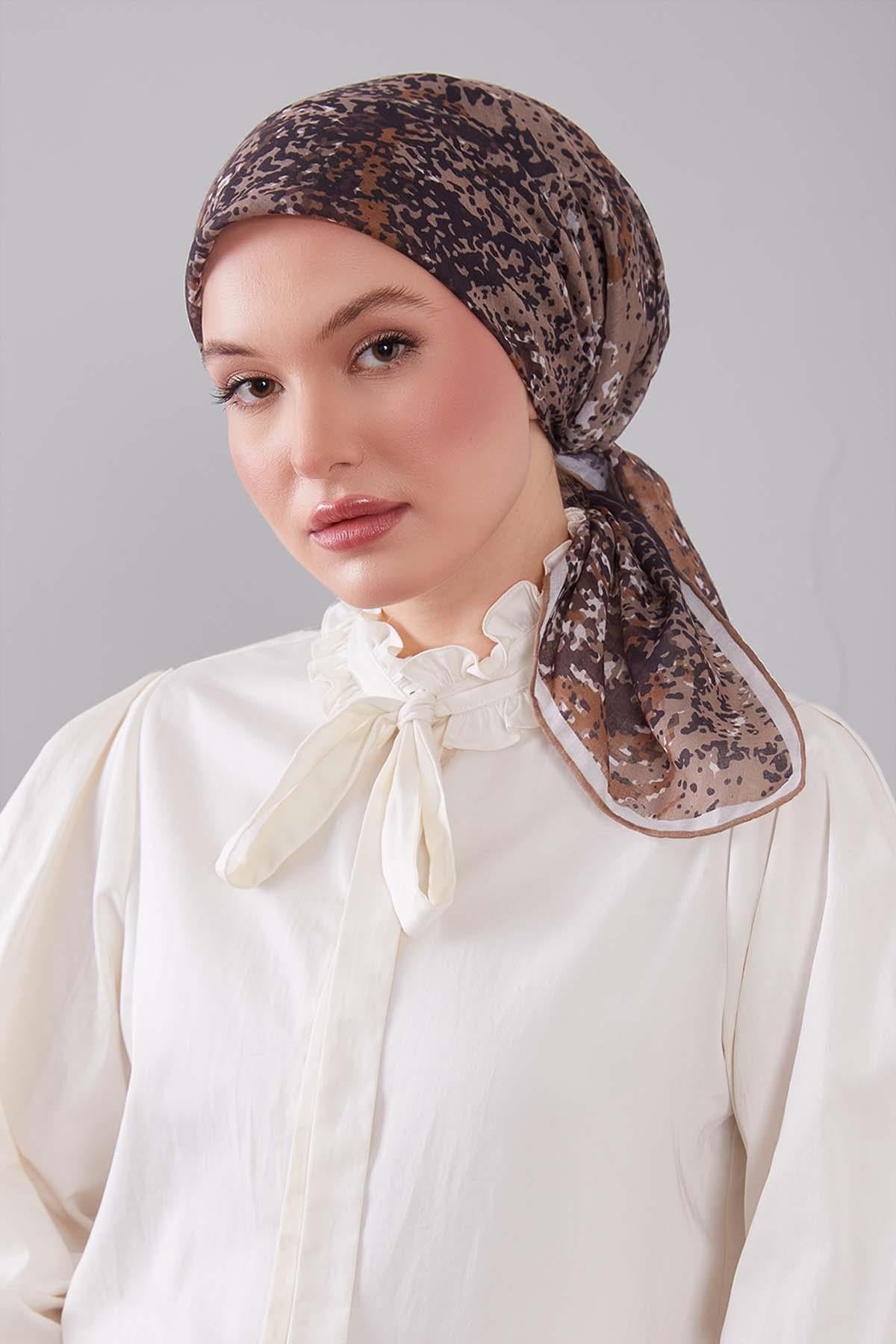 Fivescarf Gold Mozaik Desen Silk Coton Eşarp
