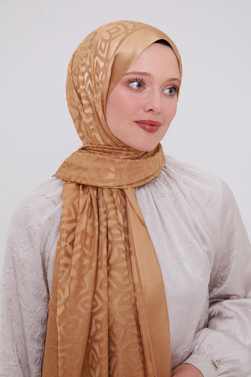 Fivescarf Gold Yonca Desen Deluxe Devore Şal