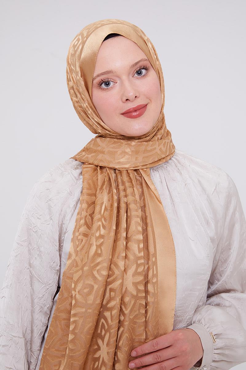 Fivescarf Gold Yonca Desen Deluxe Devore Şal