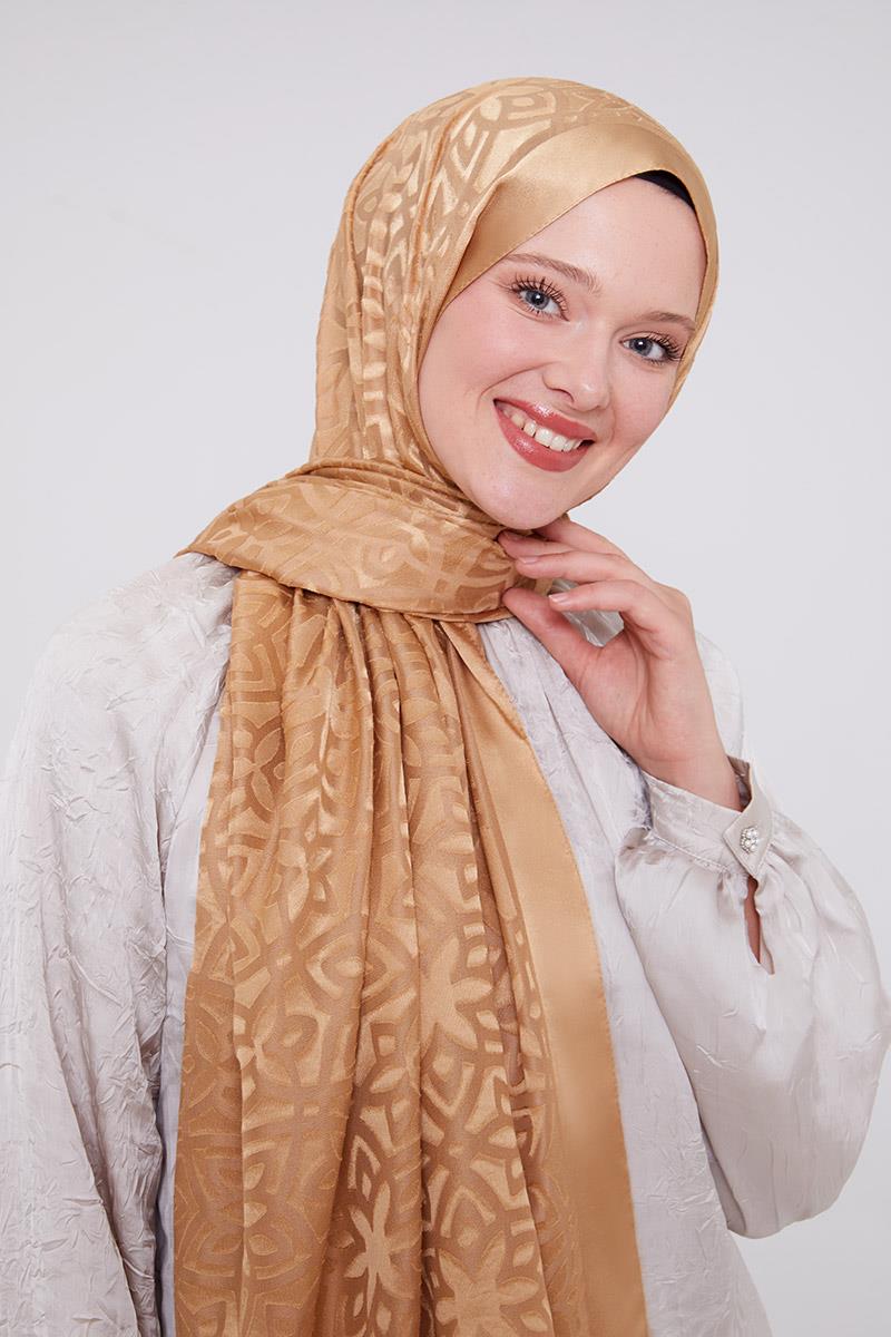 Fivescarf Gold Yonca Desen Deluxe Devore Şal