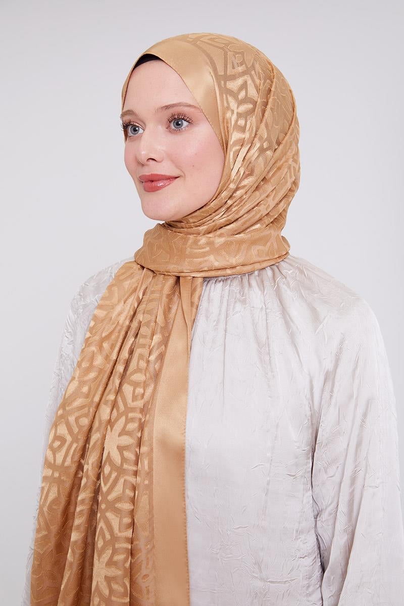 Fivescarf Gold Yonca Desen Deluxe Devore Şal