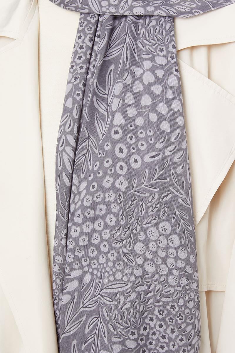 Fivescarf Gri Desenli Cotton Şal