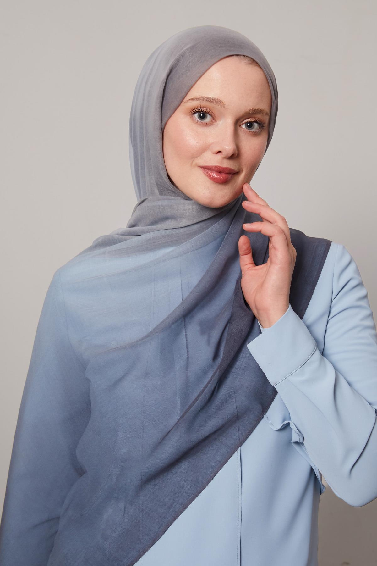 Fivescarf Gri Geçişli Comfort Şal
