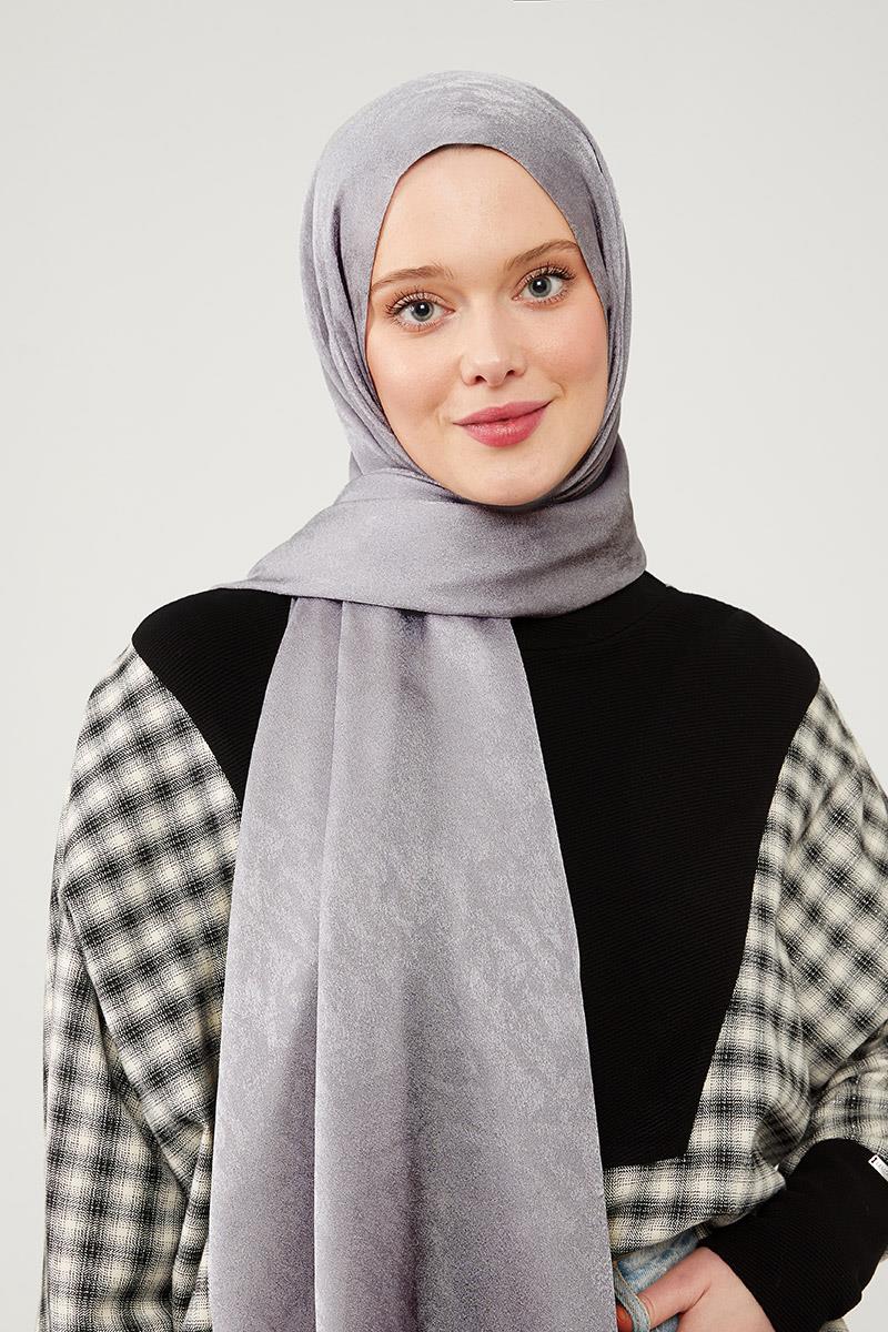 Fivescarf Gri Jakarlı Elegance Şal