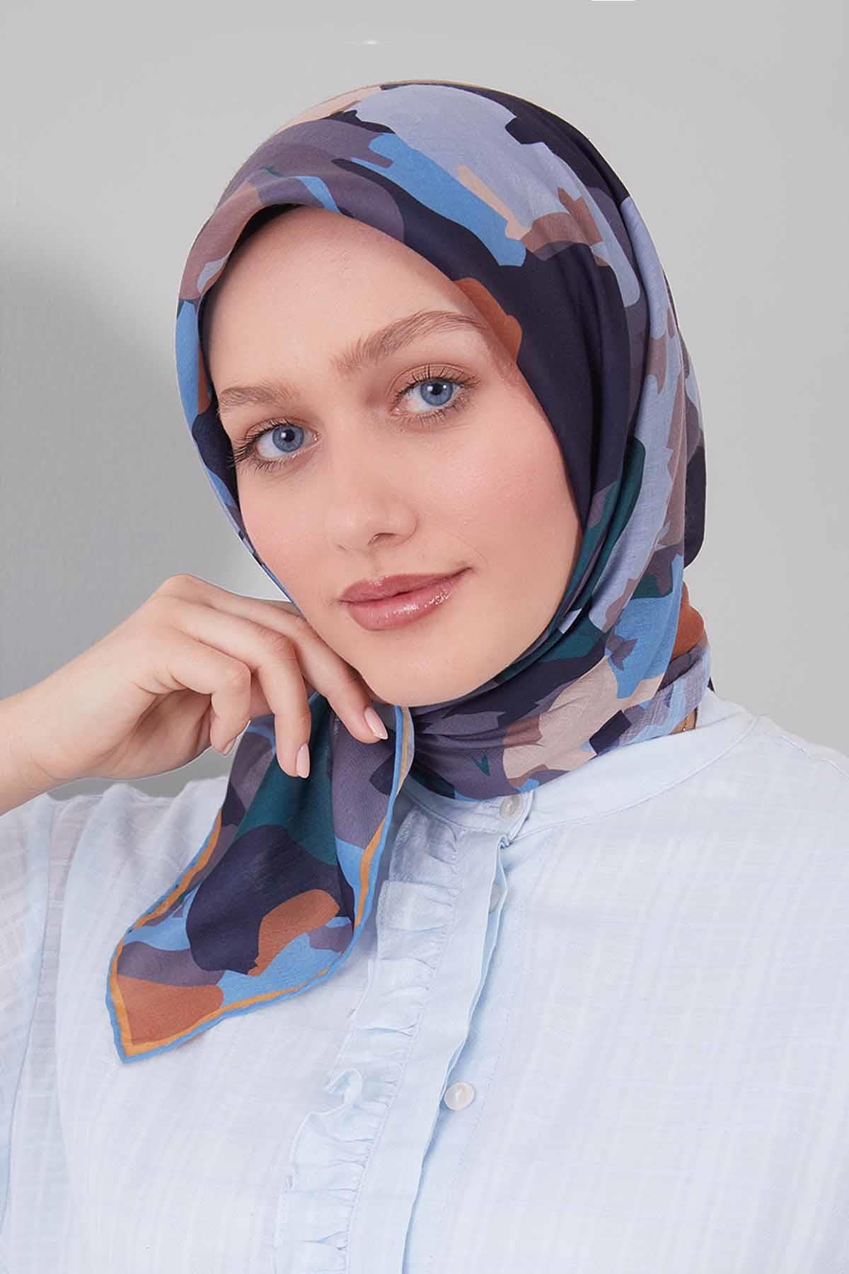Fivescarf Gri Karışık Desen Silk Coton Eşarp