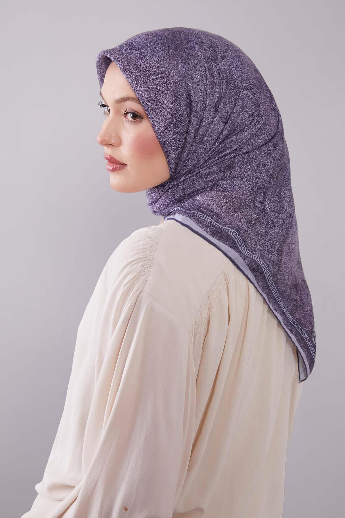 Fivescarf Gri Kenar Motifli Silk Cotton Eşarp
